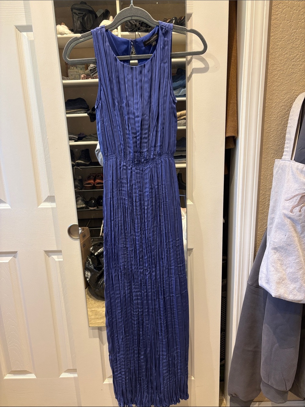 Banana Republic Royal Blue Pleated Sleeveless Maxi Dress